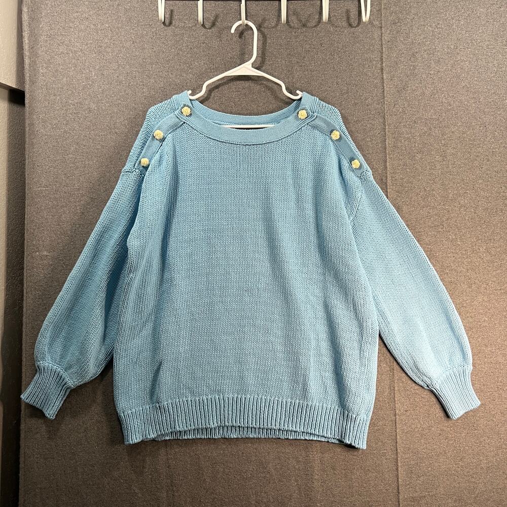 Laurie Felt Women's Sweater Pure Cotton Pullover Sweater Sky Blue Size X-Large